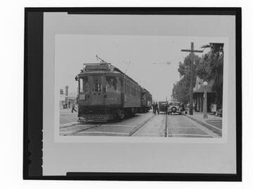 Pacific Electric streetcar at Ocean Avenue depot, Santa Monica