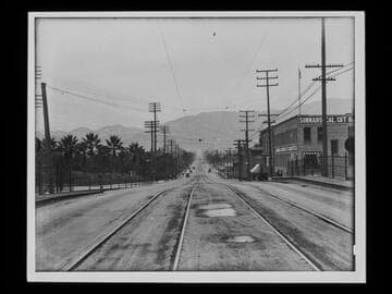 Pacific Electric streetcar tracks on Fair Oaks Avenue, Pasadena