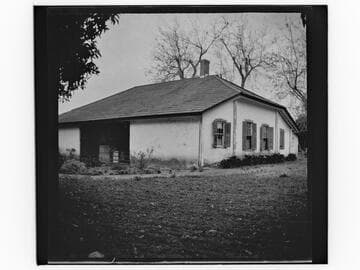 Unidentified house with large dog in yard