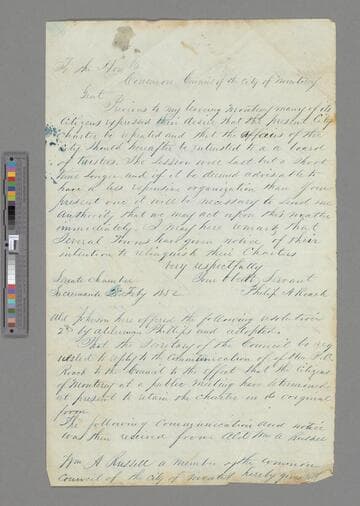 To the Hon.ble Common Council of the City of Monterey