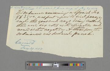 Ordinance Jany 29, 1853