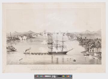 The attack on the barrier forts near Canton, China, by the American Squadron, Commodore James Armstrong, Nov 21st 1856