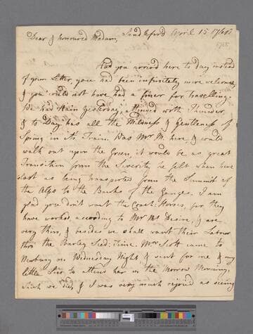 Woodhouse, James. Letter to Elizabeth (Robinson) Montagu