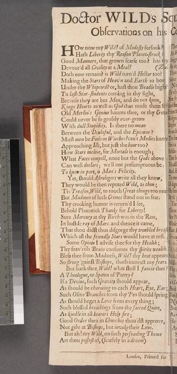 Doctor Wild's squibs return'd or, Observations on his counterfeit thanks