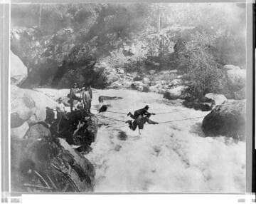 A party of surveyors gauge the flow of Big Creek near its junction with Pitman Creek in 1910