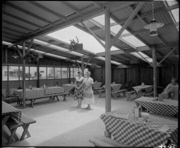 Patio tables at a restaurant