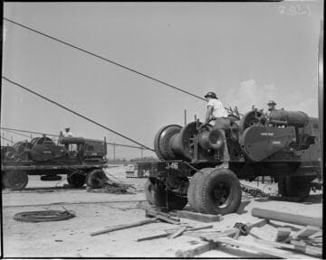 Using conductor pulling machines to erect stacks at Etiwanda G