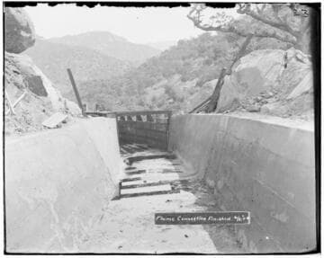 The flume connection construction for Kaweah #2 Hydro Plant completed