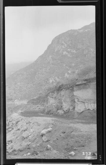 The excavation of the bench of the main conduit at Kaweah #3 Hydro Plant