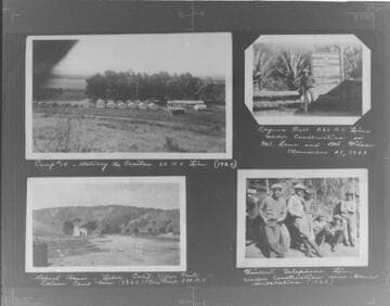 Camp #14 Saticoy to Casitas 60kV line (1924). ; Laguna Bell 220kV line Mt. Lowe and Mt. Wilson (11/21/33). ; School House. Lebec, CA Ridge Route (1922). ; Vincent telephone line near Gould Sub. (1925)