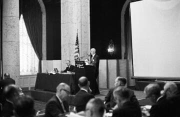 Banquet with executives speaking at the Biltmore Hotel