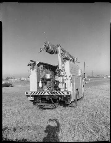 Pole line construction using line trucks