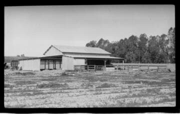 Barn with attached coral for livestock
