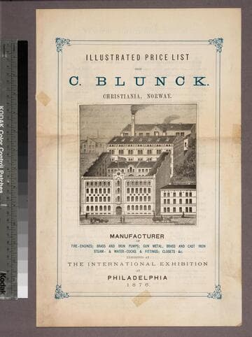 Illustrated price list from C. Blunck. Christiana, Norway