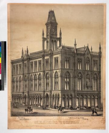 Masonic Temple, : erected in the years 1860 & 1861, by the Masonic Hall Association of the city of San Francisco, N.W. Corner of Montgomery & Post Streets