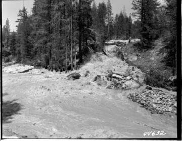 Big Creek, Vermilion Dam - Lower end of service spillway joining Mono Creek