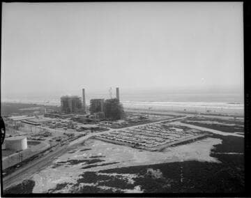 Aerial views of Huntington Beach Steam Station during construction
