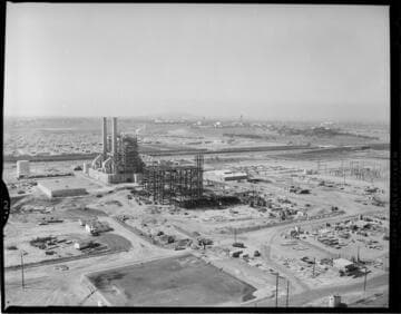 Aerial views of Alamitos Generating Station during construction