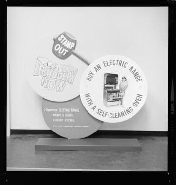 Items arranged for photo graphics promoting all-electric applications