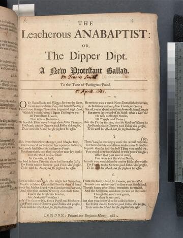 The leacherous Anabaptist: or, The dipper dipt. A new Protestant ballad, to the tune of Packington's pound