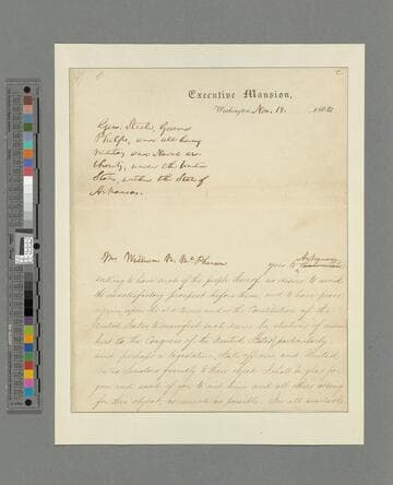 Abraham Lincoln, Washington, D.C, letter to General Frederick Steele, Governor John Smith Phelps et al, Arkansas