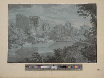 River Landscape with Buildings