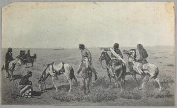 Painting titled "The First Trains. Navajos" by Frank Sauerwein