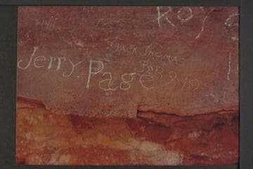 Inscriptions near top of trail to Spanish Bottom