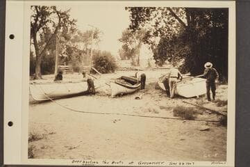 Overhauling the boats at Green River, June 26, 1927: McGregory; Howland