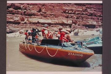 The "Mud Scow"--camera boat.  Above Boulder Narrows