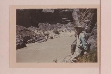 Joe Desloge at left bank; foot of Deer Creek