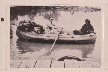 Harry Aleson and Georgie White starting from Green River, Utah, for traverse of Cataract Canyon