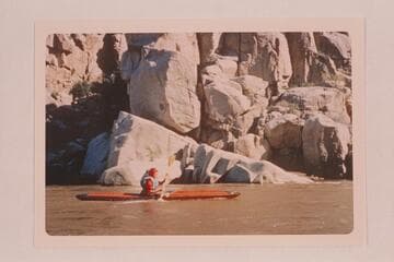 Kayak used by Bernd Ehrmeister in 1965 solo transit of Grand Canyon from BA to TB