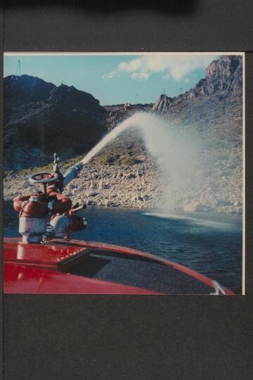 Nozzle at work from jet fire boat.  Lake Mead