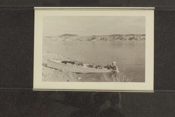 [Freeman (?) in outboard motorboat on Lake Mead]
