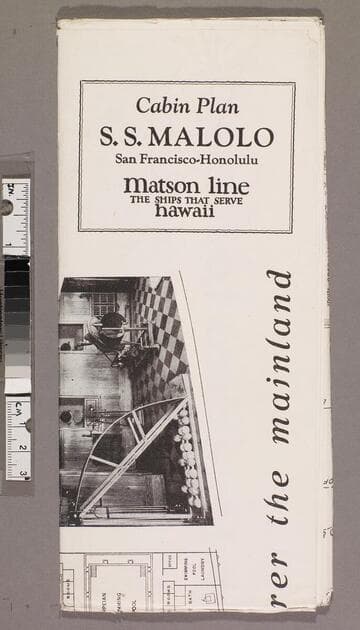 Cabin plan S. S. Malolo San Francisco-Honolulu