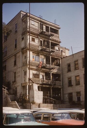 Bunker Hill from Clay Street between 2nd and 3rd Streets, looking west