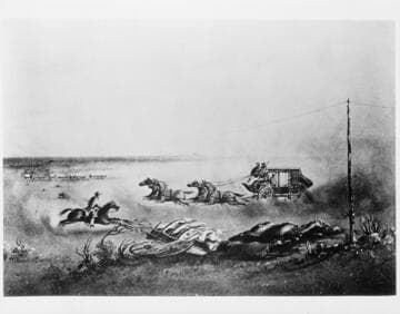 Early transportation, Pony Express, stages, covered wagons, and the new telegraph line