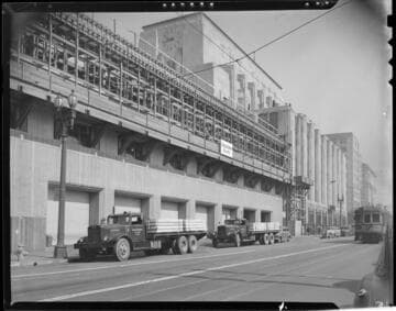 Los Angeles Times building construction, Spring between 1st and 2nd, Los Angeles. 1946