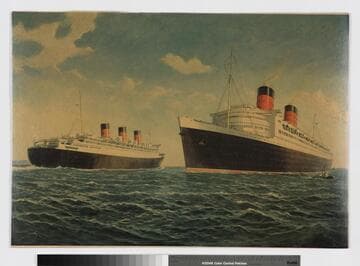 Cunard White Star :  Queen Mary, Queen Elizabeth, largest and fastest ocean liners in the World