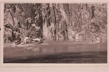 The two 16 foot Westliner boats used by Cooper and his crew in the attempt to go up river in 1958, June.   Each boat was powered with a 60HP Scott Atwater motor