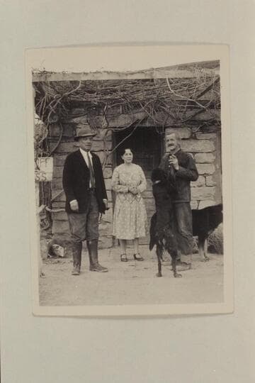 Charles H. Spencer with Mrs. and Mr. John Wetherill. Flattum, with his friend F. A. Stearns, was at Kayenta for Christmas of 1930 and he probably took this picture then