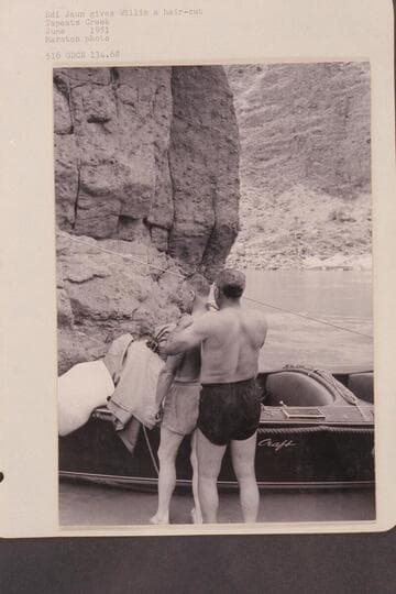 Edi Juan gives Willie a haircut.  Tapeats Creek