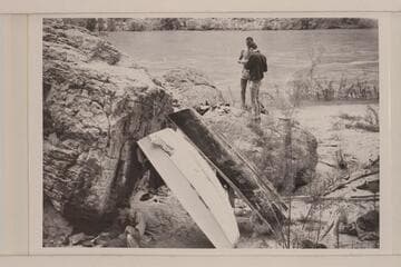 Camp at Mile 82. The 8 foot pram "Argo" is in front of the 10 foot rowboat the "Black Submarine"