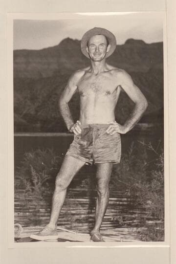 Norm Nevills at end of 1949 run; Lake Mead. About two months before his death