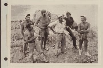 Crew at plaque at Separation Canyon. Nichols; Harris; Couffer; Riffey; Sanderson; Marston