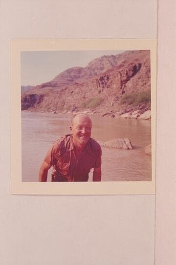 Russ Haverick, part of the Disney crew as they were making the motion picture "Ten Who Dared" in the Grand Canyon