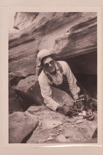 Bert Loper in Glen Canyon as a crewman with Dave Rust's party. Bert visited the steps at El Vado on this trip
