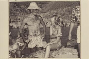 Garth Marston and Shirley at end of 1948 run. Near Emory Falls, lower end of Grand Canyon