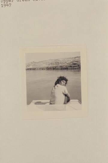 Maradel riding the stern of a Nevills sadiron. Upper Green River